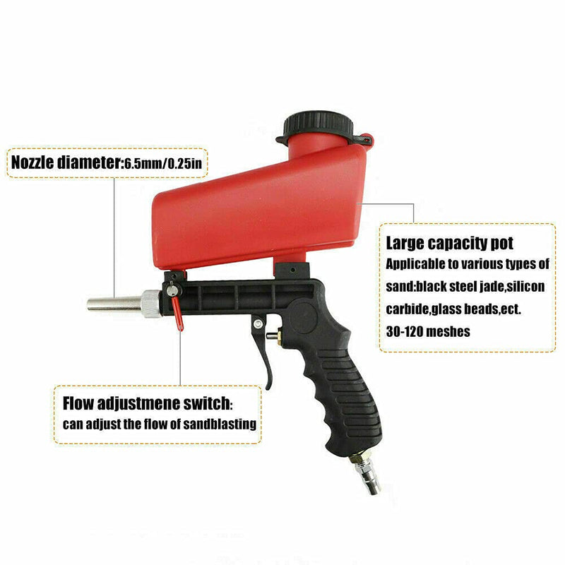 [Australia - AusPower] - 1/4” Air Sandblasting Gun Portable Handheld Sandblaster 90psi Gravity Sandblasting Gun Pneumatic Sandblaster Spray Gun Blasting Machine 