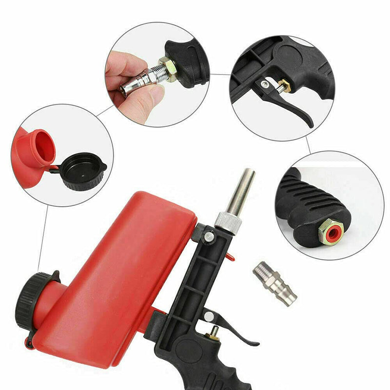 [Australia - AusPower] - 1/4” Air Sandblasting Gun Portable Handheld Sandblaster 90psi Gravity Sandblasting Gun Pneumatic Sandblaster Spray Gun Blasting Machine 