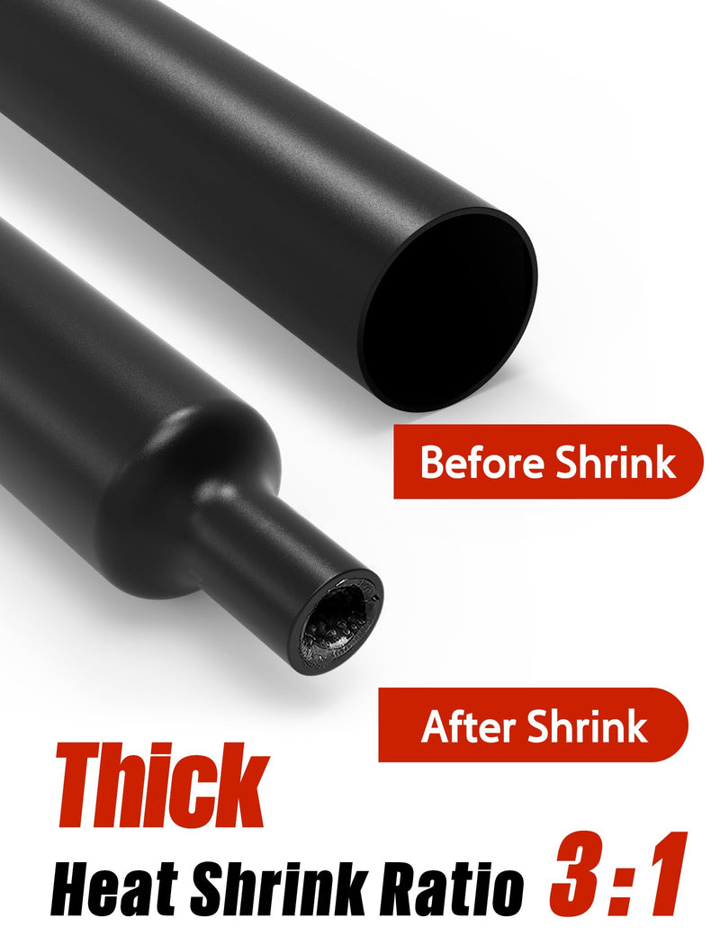[Australia - AusPower] - Lsnisni 3:1 Heat Shrink Tubing, 2 m, Diameter 7.9/15.4/19.1/30/40 mm, Heat Shrink Tubing with Adhesive, Black (Diameter 30 mm, 2 m) 