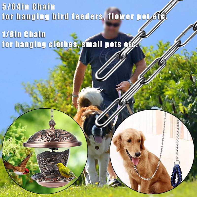 [Australia - AusPower] - Stainless Steel Chain, Lsqurel 6.5ft 13ft Metal Chain Link Chain Small 5/64in Light Duty Chain Utility Chain Jack Chain for Home Outdoor Camping Hanging etc (5/64in-6.5ft) 5/64in-6.5ft 
