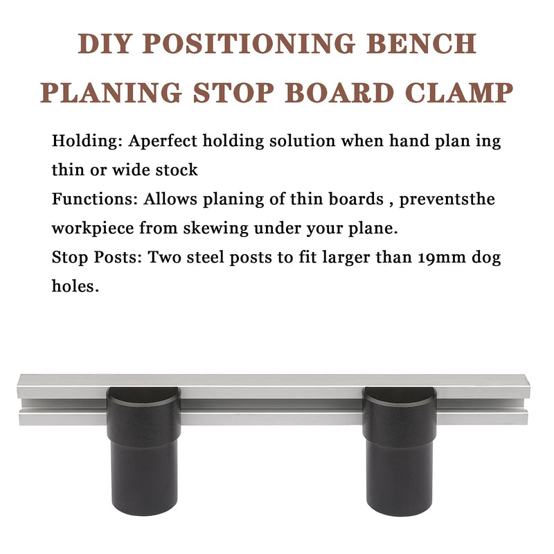 [Australia - AusPower] - 2 x Woodworking Table Workbench Auxiliary Tool Planer Stop Board 19mm 20mm Dog Hole Bench Dog Clamp Aluminum Alloy Baffle DIY Positioning Plate Tool (20mm) 20 mm 