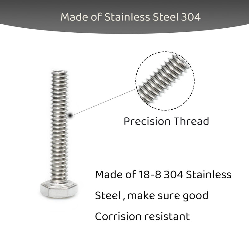 [Australia - AusPower] - 180 pcs SAE Stainless Steel Nuts and Bolts Assortment Kit, Including 6 Sizes 1/4-20 Hex Bolts,Flat Washers, Lock Washers. Packaged by Plastic Box, Made by 304 Stainless Steel 1/4-20" Hex head 