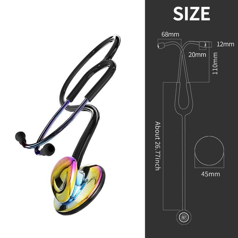 [Australia - AusPower] - Classic Single Head Stethoscope for Nurses Doctor Rainbow Stethoscope for Nurses, EMT Student, Kids, for Medical and Home Use, Alloy Chestpiece,Soft Eartips(Rainbow) 