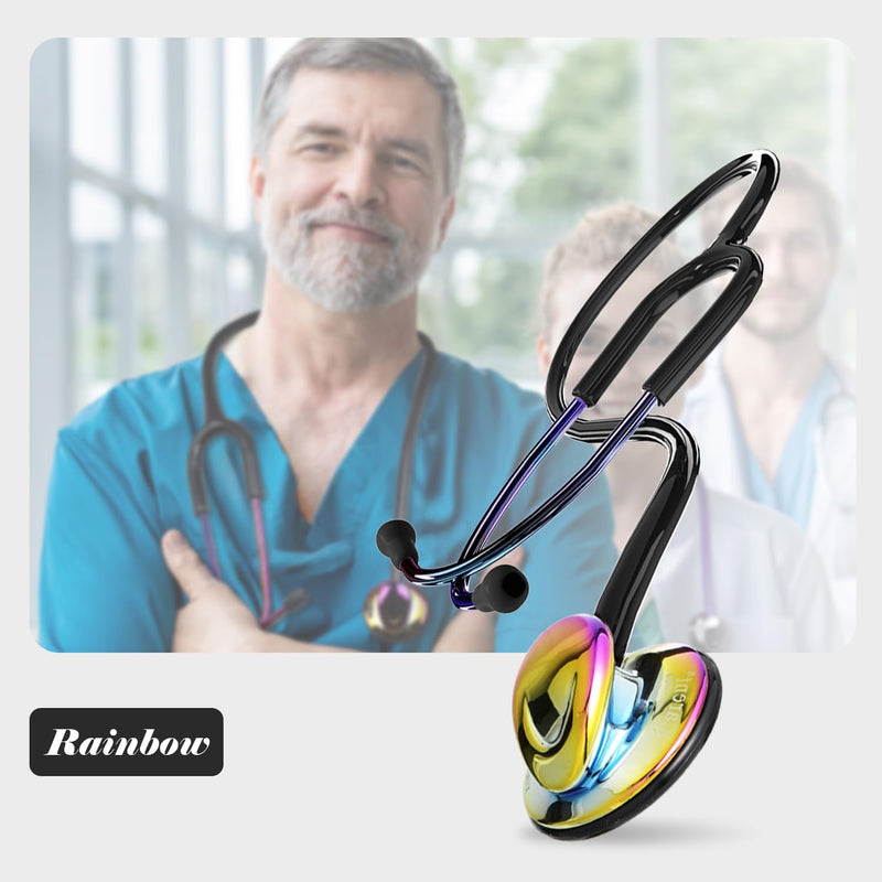 [Australia - AusPower] - Classic Single Head Stethoscope for Nurses Doctor Rainbow Stethoscope for Nurses, EMT Student, Kids, for Medical and Home Use, Alloy Chestpiece,Soft Eartips(Rainbow) 