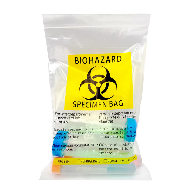 [Australia - AusPower] - Biohazard Bags 6x9in/15x25cm,Specimen Bags with Biohazard Logo Printing, Lab Sample Bag with Pocket Pouch (Yellow 50pcs) Yellow 50Pack 6x9in/15x25cm 