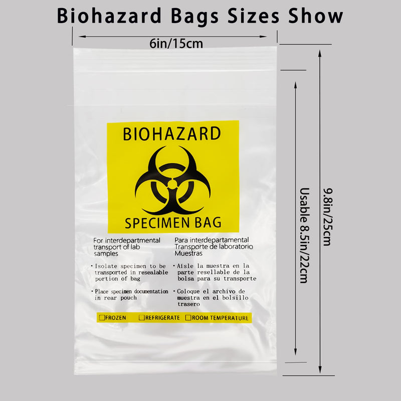 [Australia - AusPower] - Biohazard Bags 6x9in/15x25cm,Specimen Bags with Biohazard Logo Printing, Lab Sample Bag with Pocket Pouch (Yellow 50pcs) Yellow 50Pack 6x9in/15x25cm 