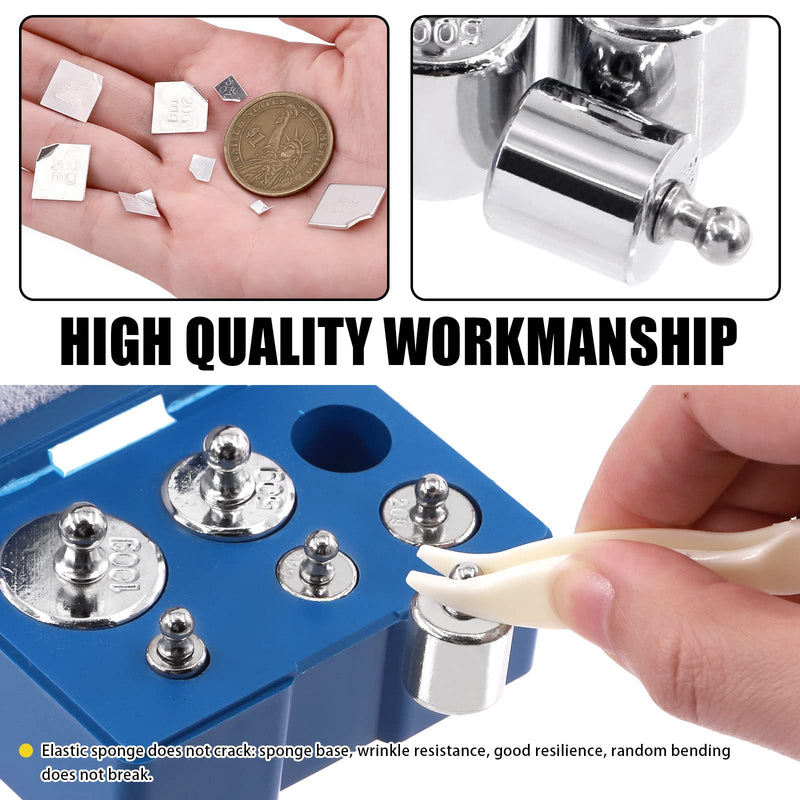 [Australia - AusPower] - Mardatt Precision Scale Calibration Weight Set 10m to 500mg 5g to 100g Steel Weights Calibration with Tweezers for Digital Scales Jewelry Scale M2 Class (Total 200g) 