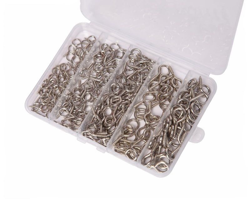 [Australia - AusPower] - 260PCS Silver Eye Hooks Screw Metal 0.67 inches-1.1 inches Hook and Eye Small Eyelet Screws(0#-5#,260PCS)+4pcs Drill Bit(1.0,1.5,2,2.5) 0#-5# 