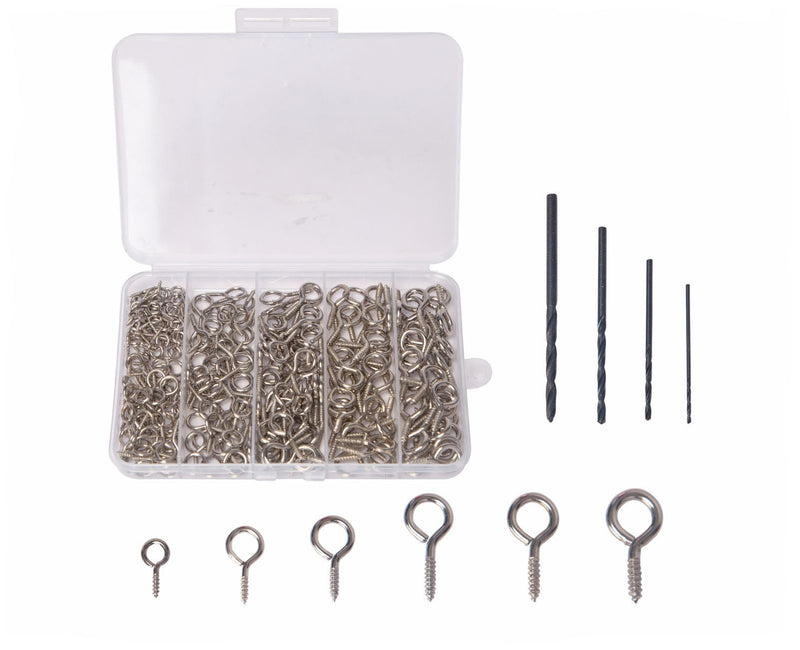 [Australia - AusPower] - 260PCS Silver Eye Hooks Screw Metal 0.67 inches-1.1 inches Hook and Eye Small Eyelet Screws(0#-5#,260PCS)+4pcs Drill Bit(1.0,1.5,2,2.5) 0#-5# 