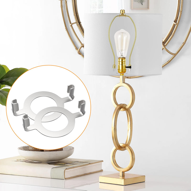 [Australia - AusPower] - E26 Lamp Harp Saddle Base Lampshade Holder 1-7/16" (36 mm) Non-Slip UNO Collar Adapter for E26 Threaded Base, 2pcs Silver Tone 
