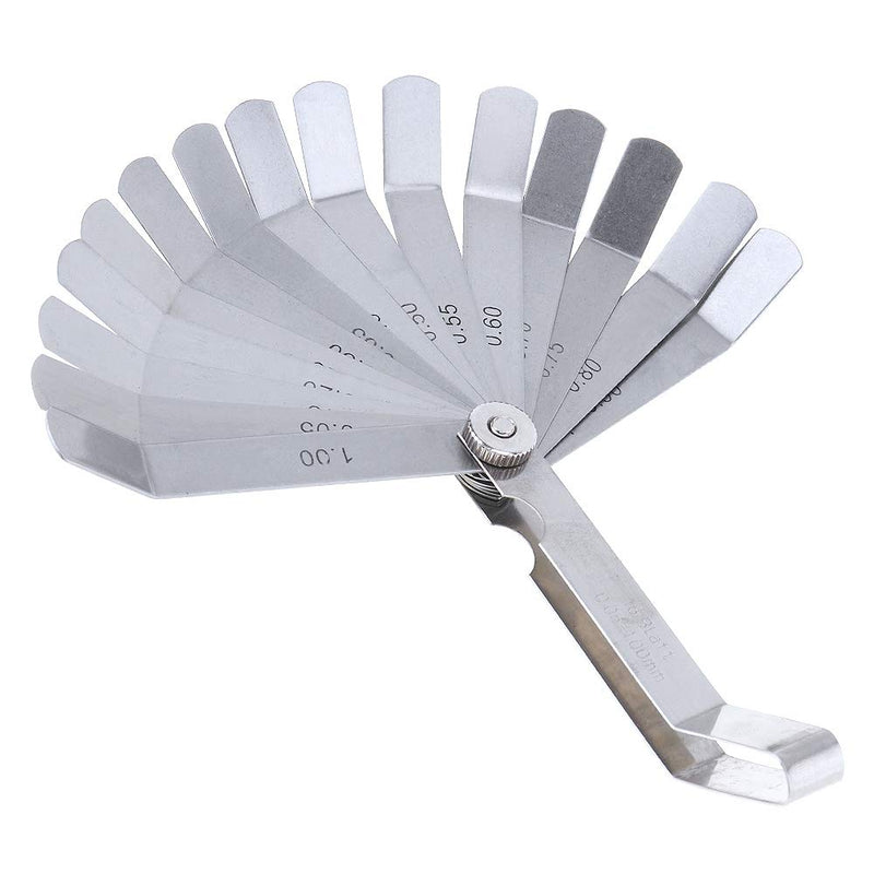 [Australia - AusPower] - 1 PCS 100A16 0.05-1mm Thickness Curved Steel Gapped Metric Filler Feeler Gauge Tool with 16pcs Blades for Woodworking Measurement 