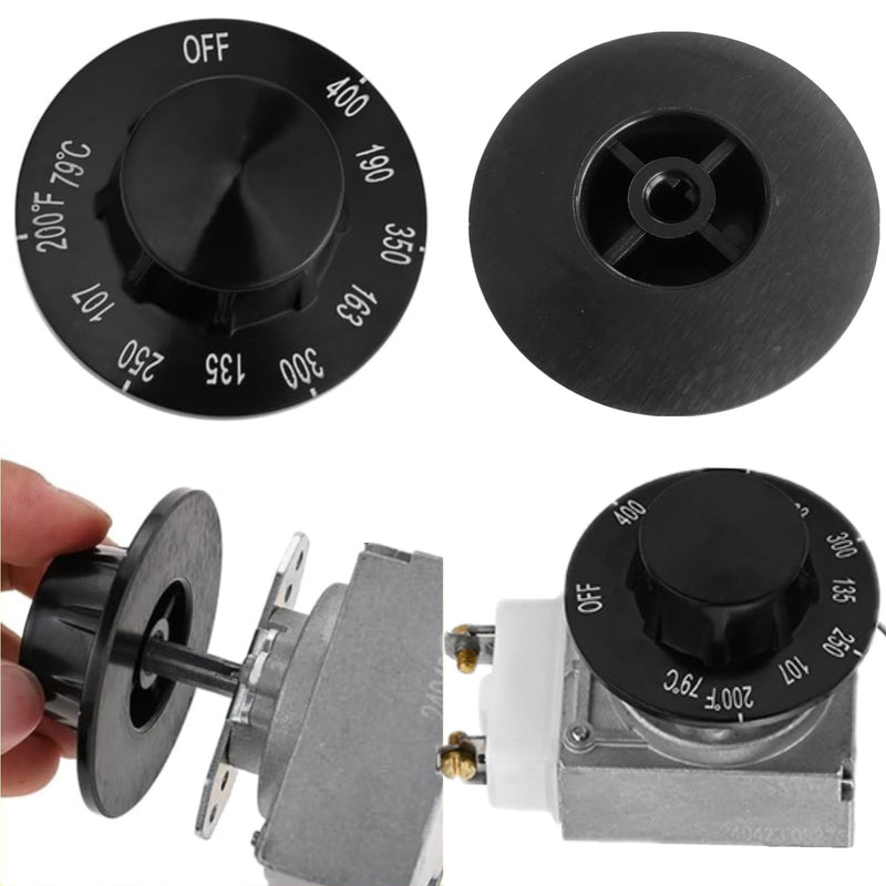 [Australia - AusPower] - MCAMPAS 2 Pack Control Valve Beige Pilot Dial Knob and 200-400°F Thermostat Knob for Fryers, Range, Braising 