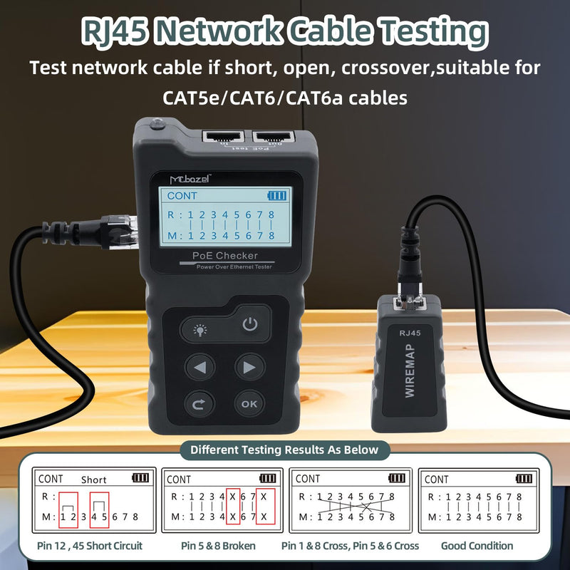 [Australia - AusPower] - Mcbazel Network Cable Tester, Ethernet Cable POE Tester for CAT5e/CAT6/CAT6a,for Tracker Underground Line Finder for Home Repair 