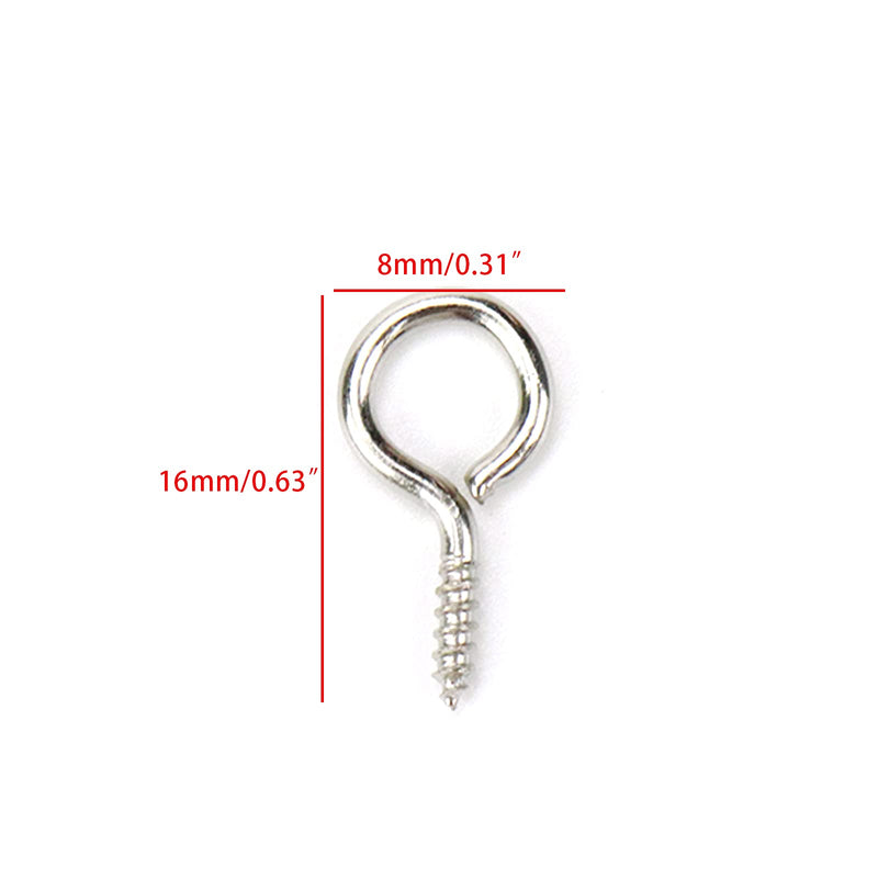 [Australia - AusPower] - Eye Hooks Screw in Screw Eye Hooks 0.67inch Length Nickel Plated Steel Screw Eye Rings Silver Lag Screw Eye Pack of 300 