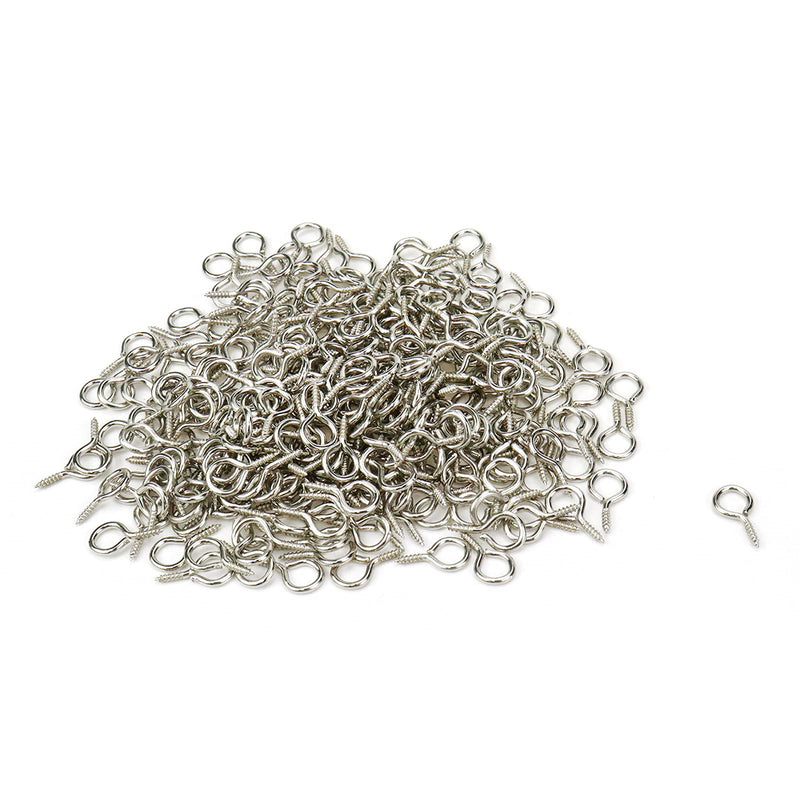 [Australia - AusPower] - Eye Hooks Screw in Screw Eye Hooks 0.67inch Length Nickel Plated Steel Screw Eye Rings Silver Lag Screw Eye Pack of 300 