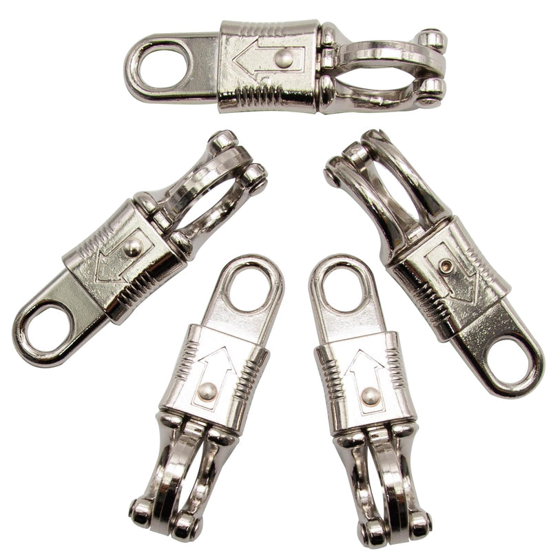 [Australia - AusPower] - 5-Pack Nickel Plated Quick Release Panic Snap with Fixed-Eye, Panic Snap Quick Release Paracord, Get Back Whips Industrial Grade for Get Back Whips 