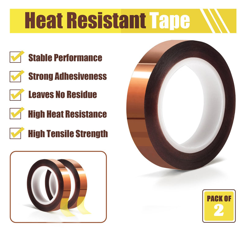 [Australia - AusPower] - 2 Rolls 10mm x16m(52FT) Heat Tape High Temperature Heat Resistant Tape Heat Transfer Tape for Heat Sublimation Press Vinyl,No Residue 