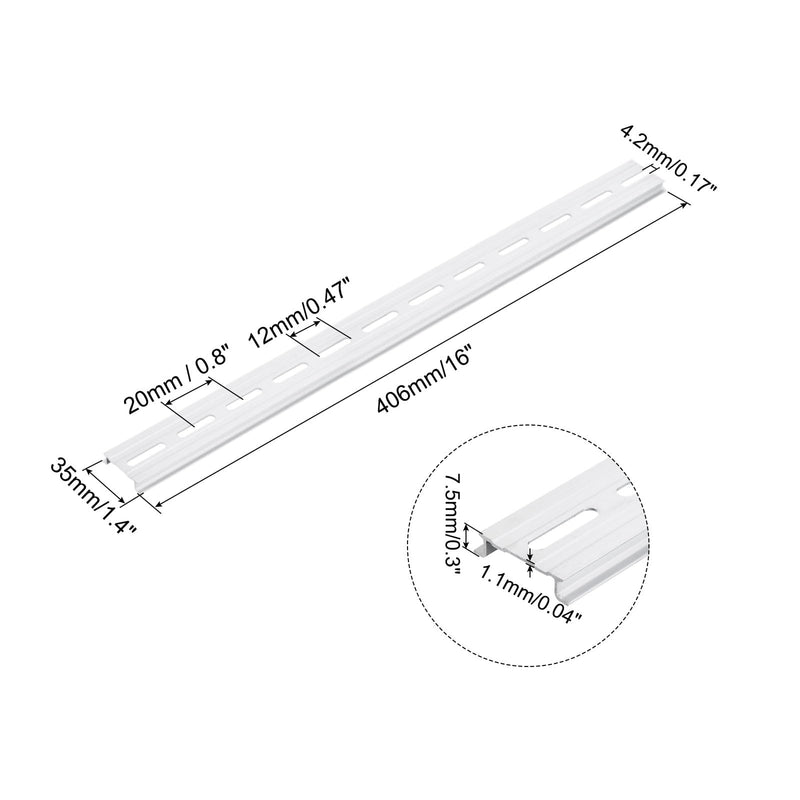 [Australia - AusPower] - MECCANIXITY DIN Rail Slotted Aluminum Mounting Guide 16 Inch x 1.4 Inch x 0.3 Inch for Equipment Installation Pack of 5 Pcs 