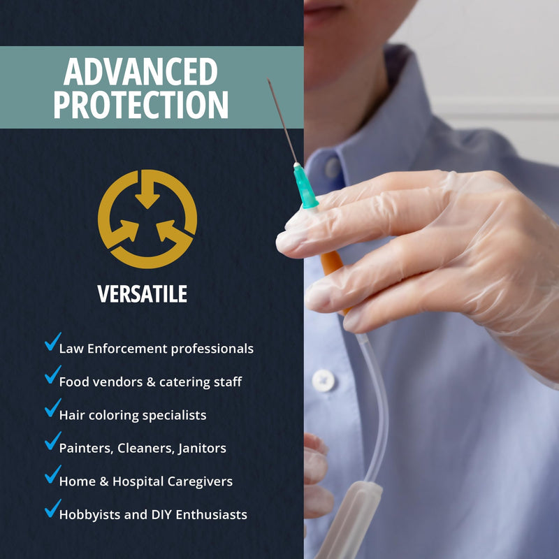 [Australia - AusPower] - MED PRIDE Medical Vinyl Examination Gloves (Medium, 100-Count) Latex & Rubber Free, Ultra-Strong, Clear Disposable Powder-Free Gloves for Healthcare & Food Handling Use Medium 