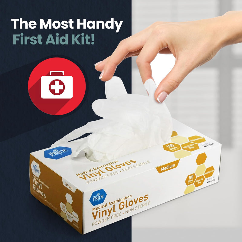 [Australia - AusPower] - MED PRIDE Medical Vinyl Examination Gloves (Medium, 100-Count) Latex & Rubber Free, Ultra-Strong, Clear Disposable Powder-Free Gloves for Healthcare & Food Handling Use Medium 