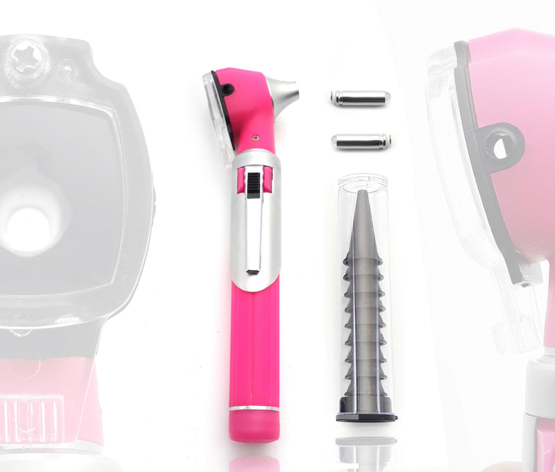 [Australia - AusPower] - Radiance Otoscope - Ear Scope with LED Light and Speculum for Ear Examination and Diagnosis - Ideal for Professional use - Lifetime Warranty - Pink 