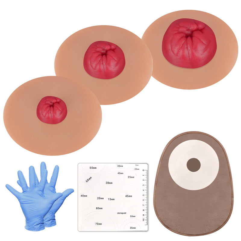 [Australia - AusPower] - Sticky Colostomy Simulators, Stoma Training Model Set, Multi-Skin Tone Ostomy Care Practice Models for Medical Training and Patient Education- Tan 
