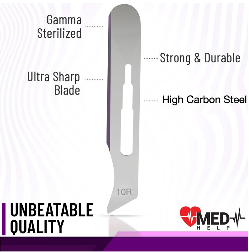 [Australia - AusPower] - 10r Blades Dermaplaning - Pack of 100 Dermaplane Blades 10r, High Carbon Steel Dermablade Blades Individually Packed, Disposable Surgical Scalpel Blades, Sterile #10r 