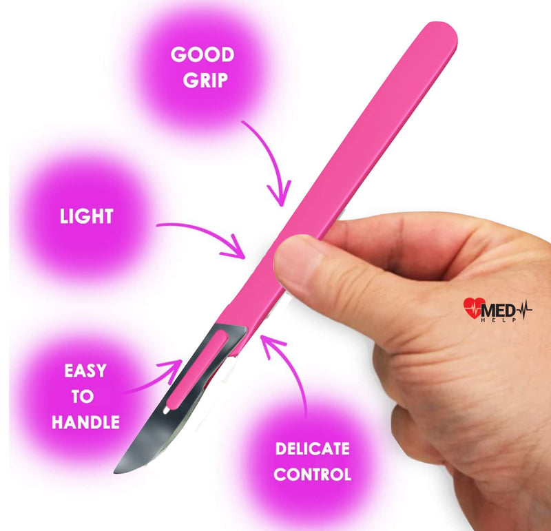 [Australia - AusPower] - Disposable Scalpel 10 Dermaplaning Tool Scalpel Blades with Pink Plastic Handle, High Carbon Steel Dermablade Blades. Individually Wrapped #10 Surgical Blades ? Box of 10 #10 - Pack of 10 