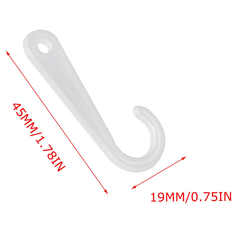 [Australia - AusPower] - 200pcs Plastic Display J Hooks for Socks Clothing Retail Display Hanger Question Mark Hooks Suitable for Hats T-Shirts Shirts Towels Gloves Small Items, Transparent 