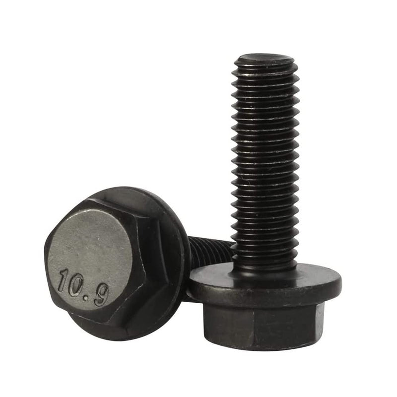 [Australia - AusPower] - M6 x 20mm Flanged Hex Head Bolts Flange Hexagon Screws, Full Thread, Alloy Steel, Black Oxide Finish, Quantity 25 M6-1.0 x 20mm 
