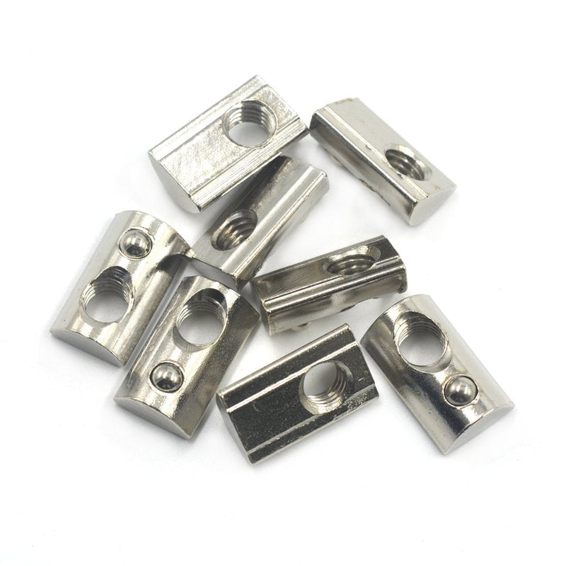 [Australia - AusPower] - M8 Thread T Spring Nut, Mergorun Silver European Standard 40 Series Aluminum Slot Carbon Steel Half Round Roll in Spring T Slot Nut with M8 Thread Pack of 50 