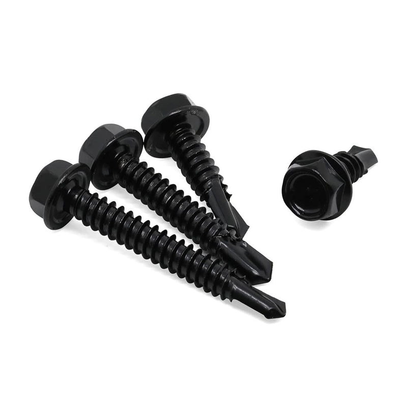 [Australia - AusPower] - #14 x 1" (3/4" to 4" Available) Hex Washer Head Self Drilling Sheet Metal Screws with Drill Point, Stainless Steel 410, Black Oxide, 50 PCS #14 x 1" 