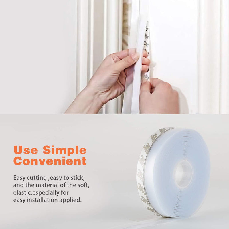 [Australia - AusPower] - 26 Feet Silicone Seal Strip, Door Weather Stripping Window Sealing Tape for Draft Stopper Adhesive Doors Windows and Shower Glass Gaps (Transparent, 25MM) TRANSPARENT 