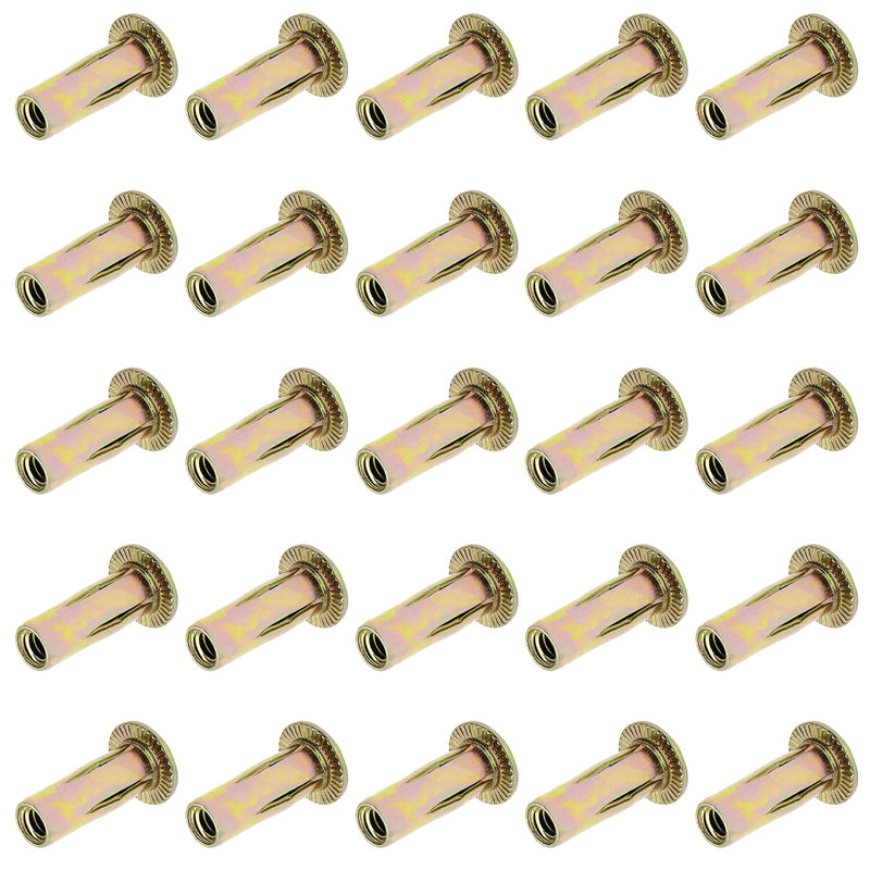 [Australia - AusPower] - 25Pcs Steel Multi Grip Rivet Nuts Pre Bulbed Shank Zinc-Plated Flat Head Threaded Insert Nut Construction Fasteners for Industrial (1/4-20) 1/4-20 