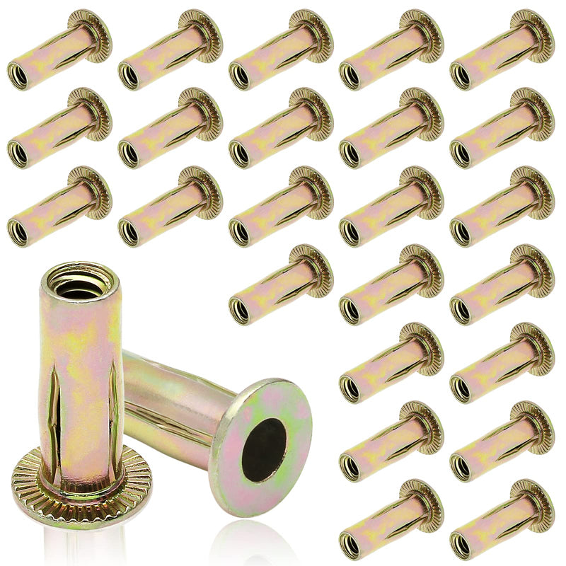 [Australia - AusPower] - 25Pcs Steel Multi Grip Rivet Nuts Pre Bulbed Shank Zinc-Plated Flat Head Threaded Insert Nut Construction Fasteners for Industrial (1/4-20) 1/4-20 