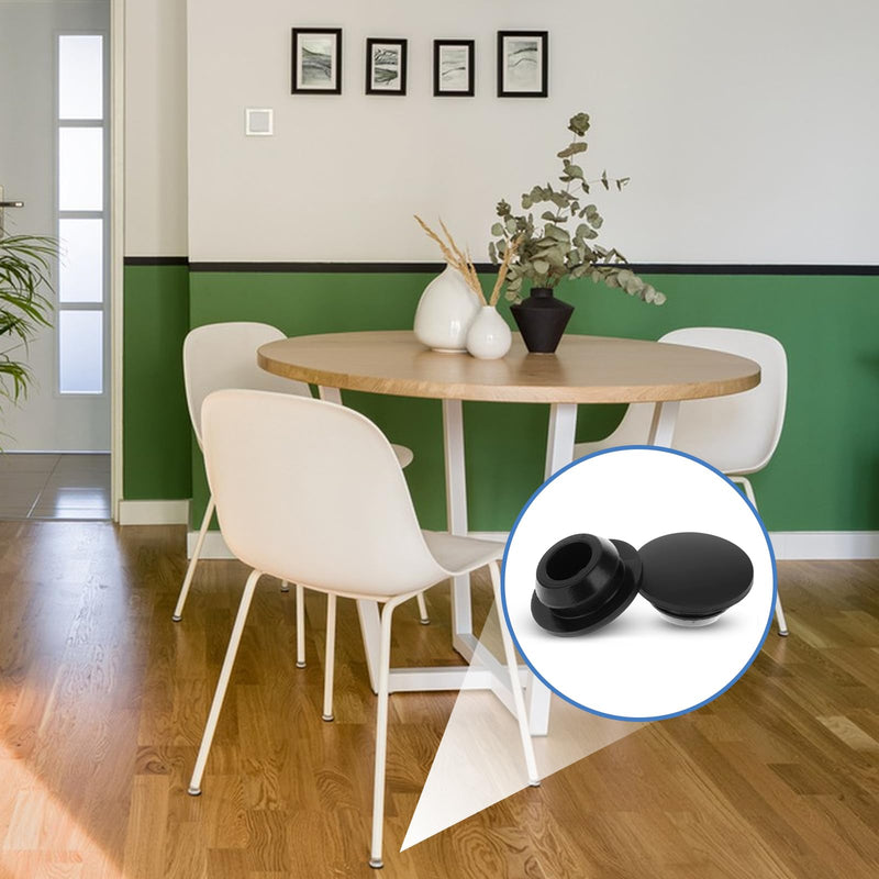 [Australia - AusPower] - 5 Pcs Black 10mm Diameter Rubber Hole Plug Silicone Round Snap in Type Locking Furniture Hole Plug Protective Cover Cap Rubber Plugs for Holes, Powder Coating 
