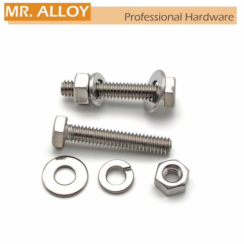 [Australia - AusPower] - 1/4-20 Bolts, Nuts, and Washer Kit, 12 Sets, 304 Stainless Steel Hex Bolts w/Nuts, 1/4 Flat Washers and Lock Washers (1/4-20 x 1-1/2") 1/4-20 x 1 - 1/2" (12 Sets) 