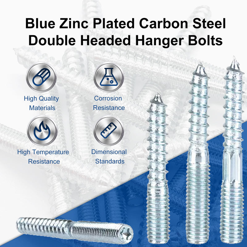 [Australia - AusPower] - MroMax 8Pcs M10x100mm Double Headed Hanger Bolts, 3.94 inch Length Self Tapping Screw, Extra Long, Zinc Plated Carbon Steel Machine Screws for Wood Joint Furniture Legs M10 x 100mm 8 