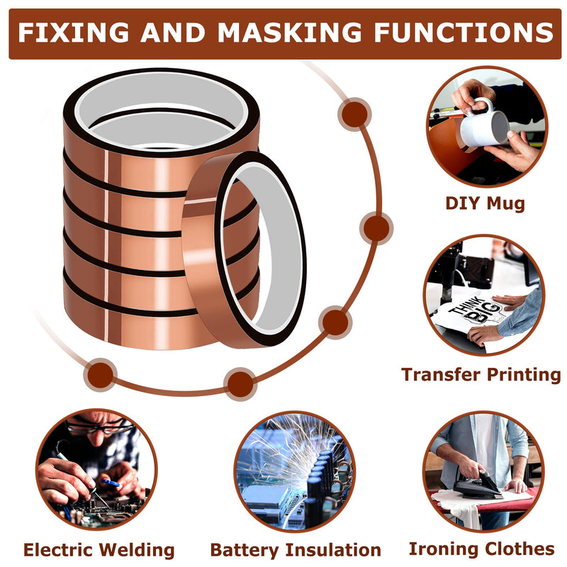 [Australia - AusPower] - MS WGO High Temperature Tape Heat Tape Heat Resistant Tape Heat Transfer Tape Heat Tape for Sublimation No Residue 10mm X 33m 108ft Brown 