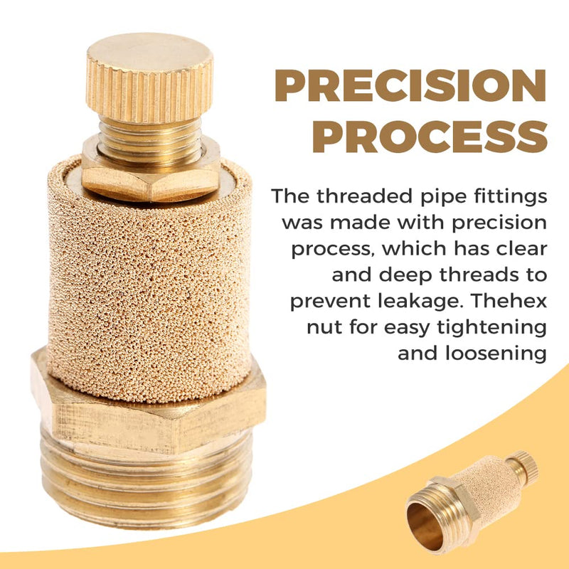 [Australia - AusPower] - Mtsooning 10PCS 1/2Inch Pneumatic Muffler Filter, Brass Flow Control Silencer, Sintered Bronze Exhaust Silencer Fitting NPT BSL-03 