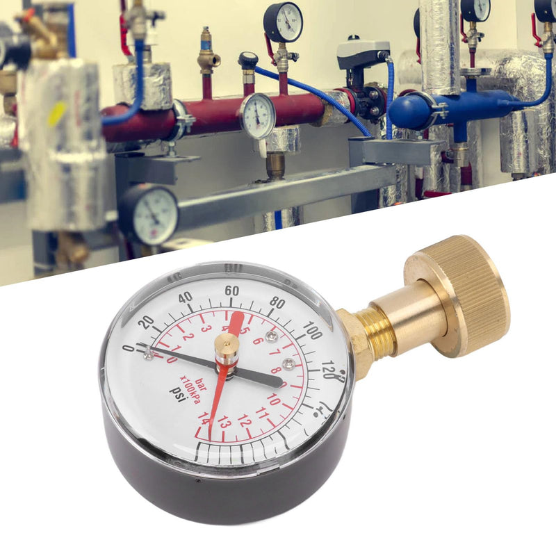 [Australia - AusPower] - Pressure Gauge, Water Pressure Tester, Aluminium Alloy, Iron, 0 to 200 Psi, Universal Water Pressure Tester with 3/4 Female Hose Thread for Replacement 