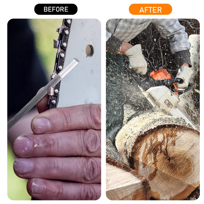 [Australia - AusPower] - MUYAPAY Round Files for Chainsaws 4.0 mm, Pack of 6 Chainsaw File, 3/8 Chainsaw File, Round File, for Repair and Sharpening Saw Chains, Lawnmower, Chainsaw Chain, Sharpening Tools 245*4mm silver 