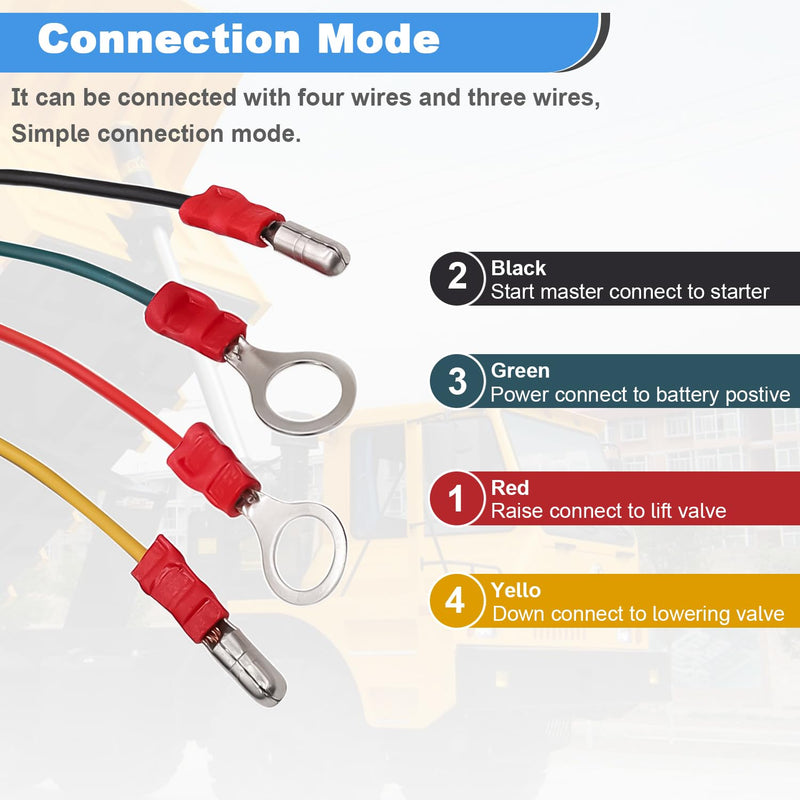 [Australia - AusPower] - mxuteuk 4 Wire Dump Trailer Remote Control Switch 12V DC Up Down Switch for Double Acting Hydraulic Pump Lift Winch Dump Bed G018-4W 
