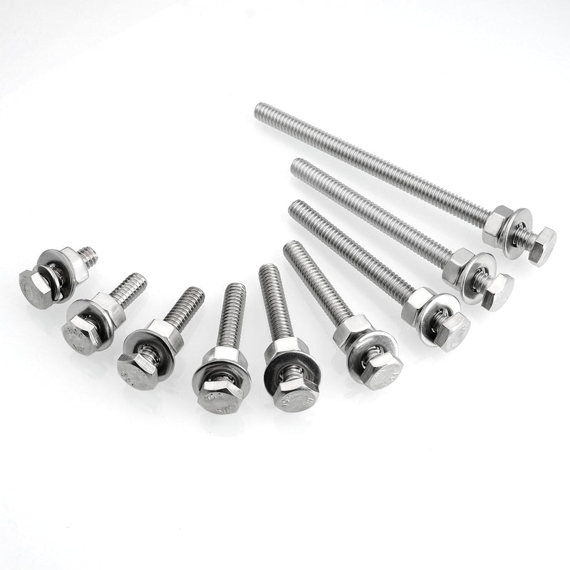 [Australia - AusPower] - (10 Sets) 1/4-20x3" Hex Head Stainless Steel Bolts and Nuts with Flat & Lock Washers, 304 Stainless Steel 18-8, Fully Threaded, 1/4 Bolt (10Sets) 1/4-20x3" 