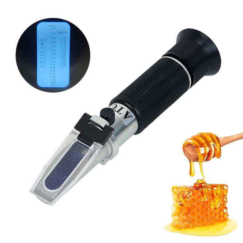 [Australia - AusPower] - Honey Refractometer with ATC, Portable Refractometer for Honey Moisture,Triple Scale (Honey Moisture: 12-27%, Brix: 58-90%, Baume: 38-43°),Ideal for Honey, Molasses,Maple Syrup,Fruit jam 