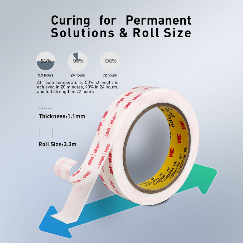 [Australia - AusPower] - Double Sided Tape Heavy Duty Mounting Tape 1/2" x 10.8Ft Made of 3M VHB 4950 White Strong Adhesive Waterproof Foam Tape for Home Office Car Decor LED Strip Lights 