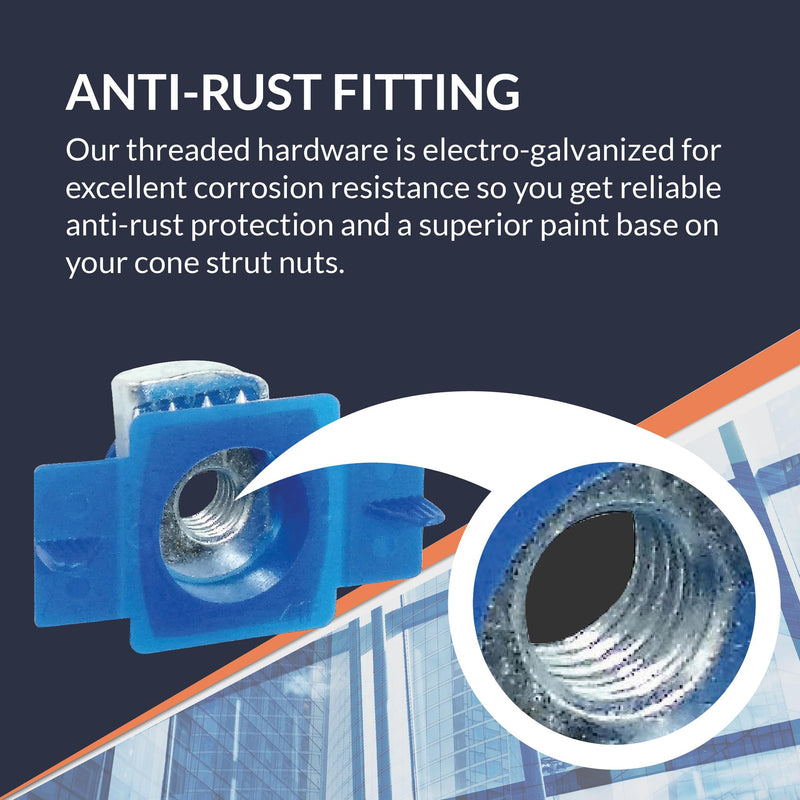 [Australia - AusPower] - CN14-5PK Nylon Strut Cone Nut .25-inch 5-Pack, Electro-Galvanized Strut Channel Cone Nut for Use with A, C, E, and H-Series Channels 1/4-inch 