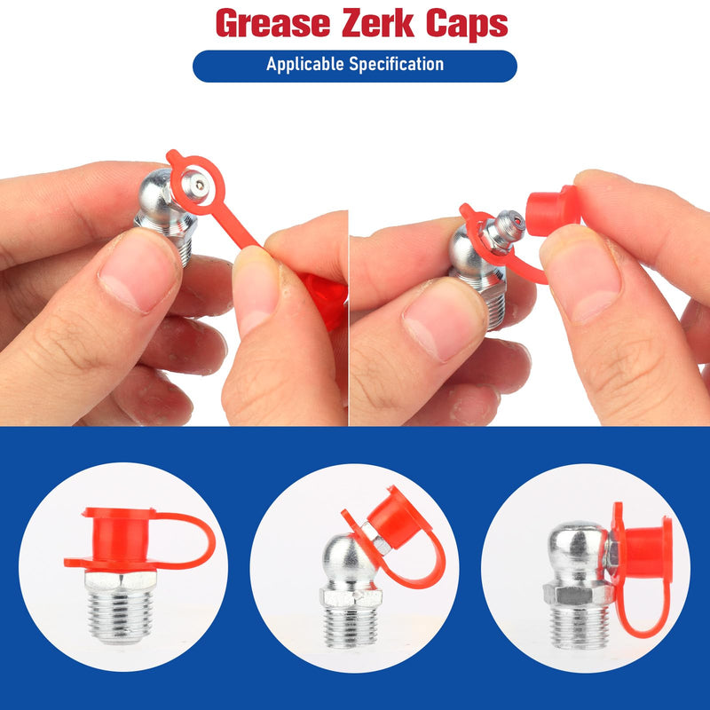 [Australia - AusPower] - 135PCS Grease Fittings Assortment,Metric Zerk Grease Fittings Straight 45 90 Degree,grease zerk kit with Plastic Grease Fitting Caps 110PCS+25PCS METRIC 