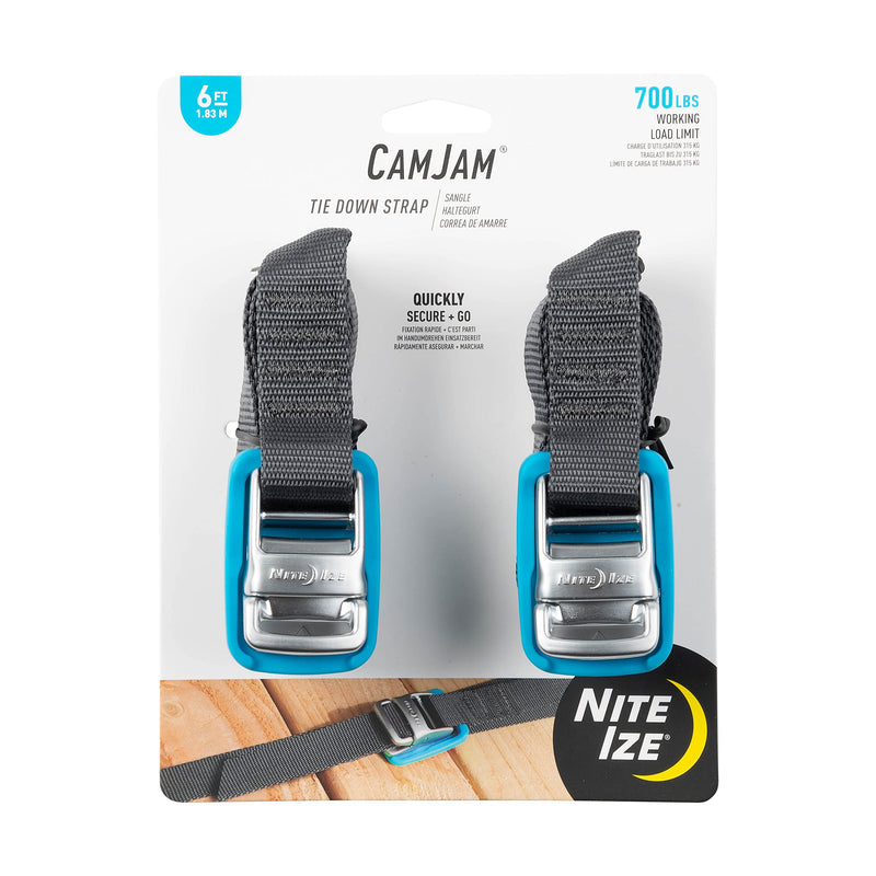 [Australia - AusPower] - Nite Ize CamJam Tie Down Strap - Tie Down Ratchet Straps - Straps for Trucks & Cars - Tie Downs for Luggage & Gear - 6 ft Strap, Blue (Pack of 2) 