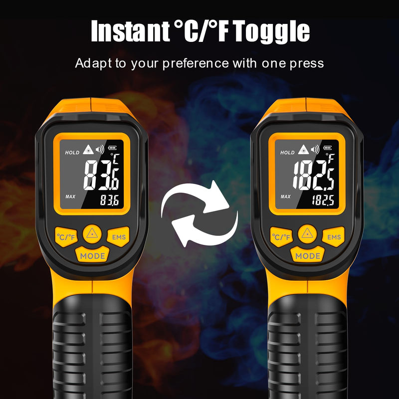 [Australia - AusPower] - Infrared Thermometer Gun, -58℉ to 1472℉, High Precision, Non-Contact Laser Temperature Sensor with Backlit LCD, for Cooking, BBQ, Automotive, Industrial Use -58℉ to 1472℉ 